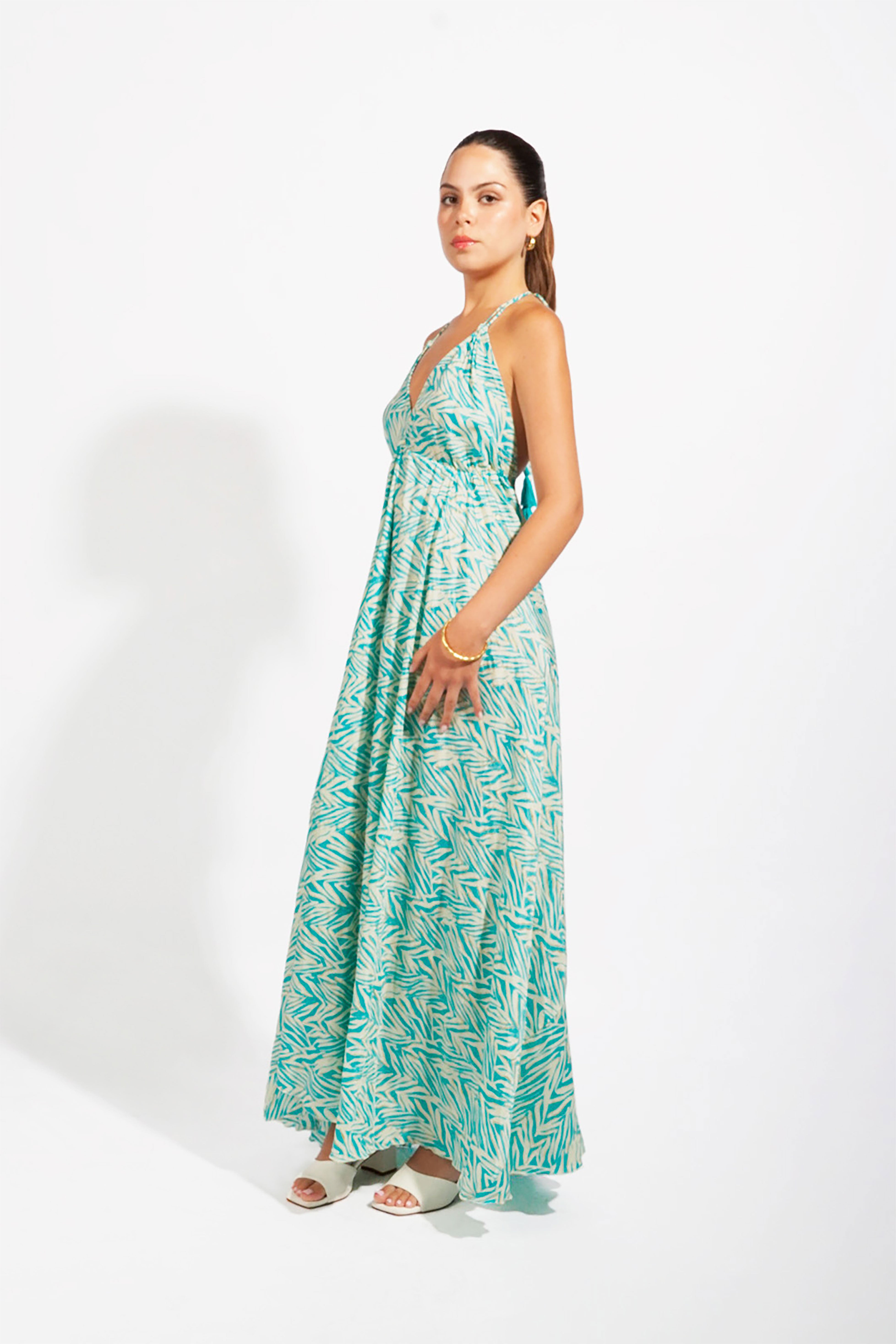 Vestido Tropical - Celeste